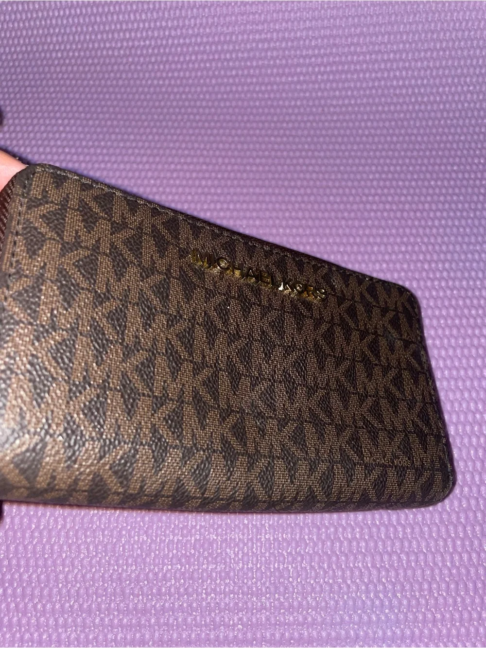 Michael Kors Brown Logo-Print Zip Wallet